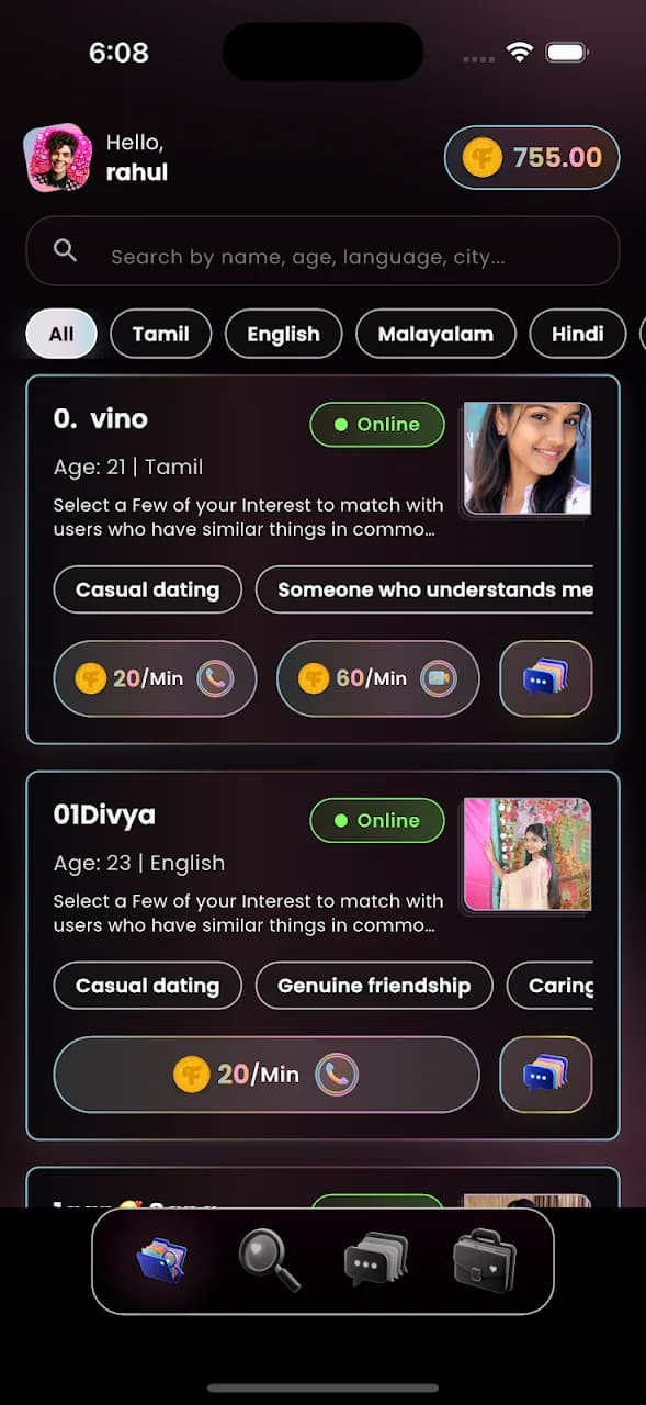 Flamez app screen